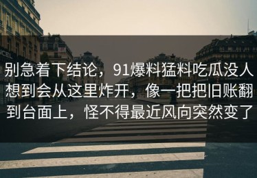 别急着下结论，91爆料猛料吃瓜没人想到会从这里炸开，像一把把旧账翻到台面上，怪不得最近风向突然变了