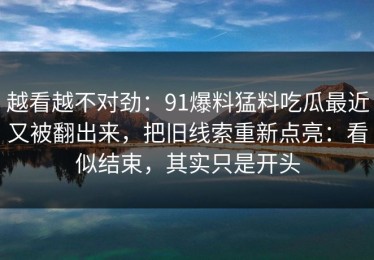 越看越不对劲：91爆料猛料吃瓜最近又被翻出来，把旧线索重新点亮：看似结束，其实只是开头