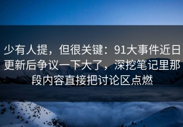少有人提，但很关键：91大事件近日更新后争议一下大了，深挖笔记里那段内容直接把讨论区点燃
