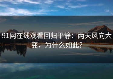 91网在线观看回归平静：两天风向大变，为什么如此？