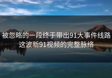 被忽略的一段终于带出91大事件线路这波新91视频的完整脉络