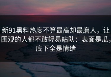 新91黑料热度不算最高却最磨人，让围观的人都不敢轻易站队：表面是瓜，底下全是情绪