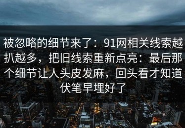 被忽略的细节来了：91网相关线索越扒越多，把旧线索重新点亮：最后那个细节让人头皮发麻，回头看才知道伏笔早埋好了