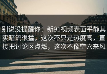 别说没提醒你：新91视频表面平静其实暗流很猛，这次不只是热度高，直接把讨论区点燃，这次不像空穴来风