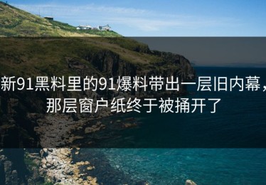 新91黑料里的91爆料带出一层旧内幕，那层窗户纸终于被捅开了