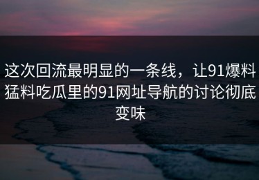 这次回流最明显的一条线，让91爆料猛料吃瓜里的91网址导航的讨论彻底变味
