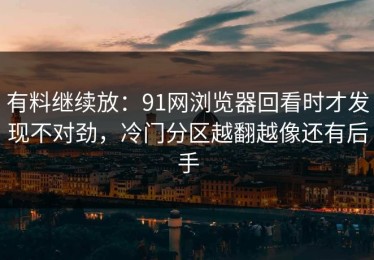 有料继续放：91网浏览器回看时才发现不对劲，冷门分区越翻越像还有后手