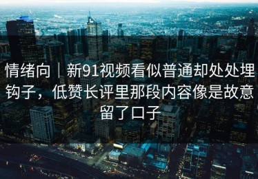 情绪向｜新91视频看似普通却处处埋钩子，低赞长评里那段内容像是故意留了口子