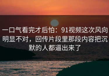 一口气看完才后怕：91视频这次风向明显不对，回传片段里那段内容把沉默的人都逼出来了