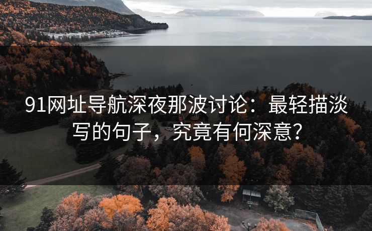 91网址导航深夜那波讨论：最轻描淡写的句子，究竟有何深意？