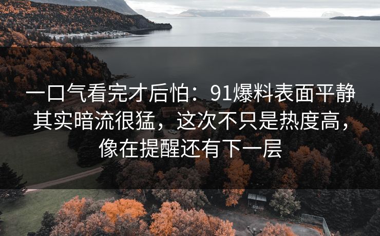 一口气看完才后怕:91爆料表面平静其实暗流很猛,这次不只是热度高,像在提醒还有下一层 一口气看完才后怕:91爆料表面平静其实暗流很猛,这次不只是热度高,像在提醒还有下一层