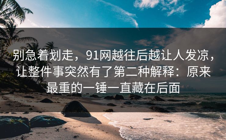 别急着划走，91网越往后越让人发凉，让整件事突然有了第二种解释：原来最重的一锤一直藏在后面