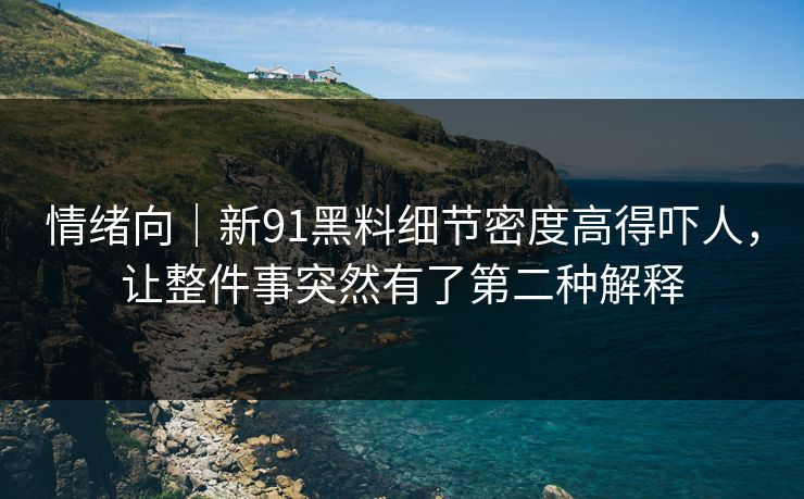 情绪向｜新91黑料细节密度高得吓人，让整件事突然有了第二种解释